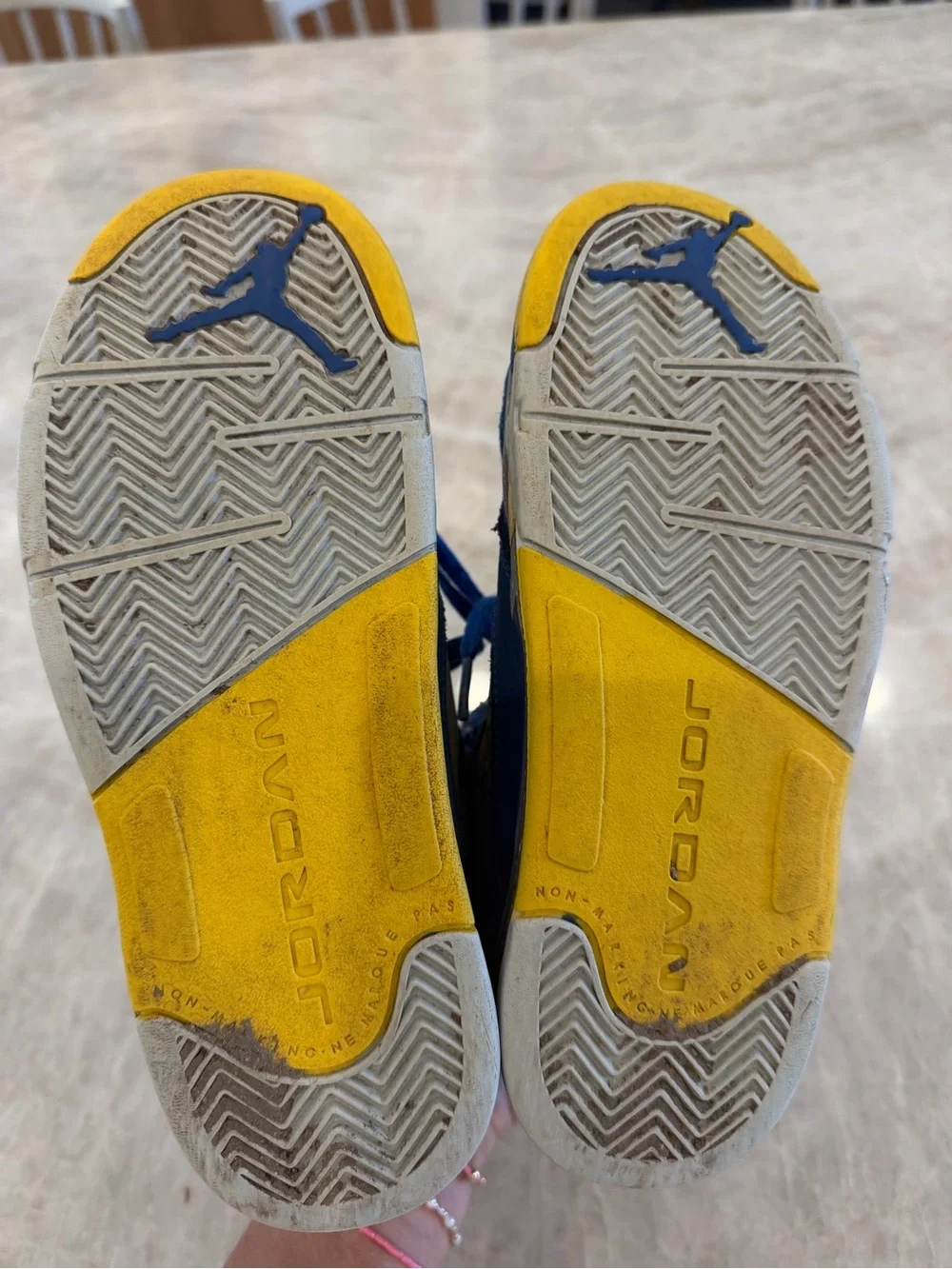 Jordan Kids Blue and Yellow Retro Basketball Sneakers